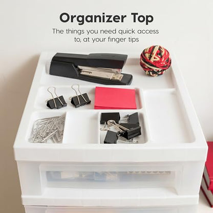 IRIS USA 10-Drawer Rolling Storage Cart, White/Clear - color: White, size: 10 Drawer with Wheels