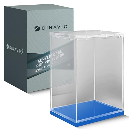 Dinavio Crafthouse Acrylic Funko Pop Protector - Sturdy Stackable Display Case - 4mm Compatible with 4'' Vinyl Figures - Blue Base - color: Blue Base