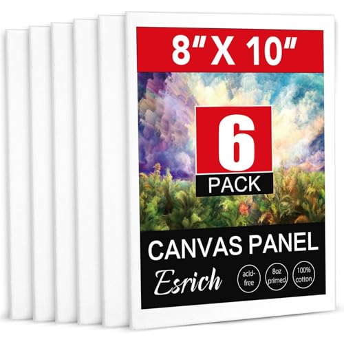 ESRICH 6 Pack 8x10 Primed Canvas Boards for Painting, Ideal for Starter - size: 8x10in