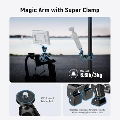 NEEWER Super Clamp with 3" Dual Ballhead Magic Arm Camera Phone Mount, ST88 - style: ST88
