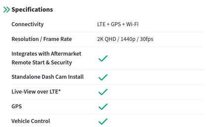 Drone XC 2K LTE/Wi-Fi/GPS Dash Camera with aftermarket Remote Start & Security Alarm System Integration