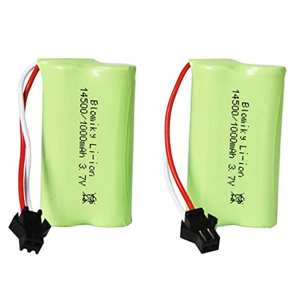 Blomiky 3.7V 1000mAh 2 Pack Lithium-ion Rechargeable Battery with SM-2P Plug and USB Cable for Remote Control Trucks / 813A Battery 2