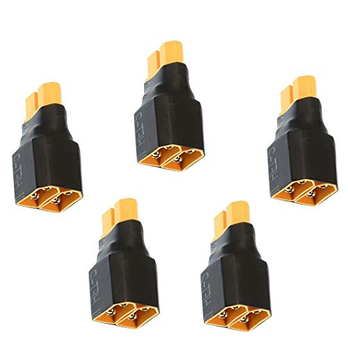 5pcs No Wire XT60 Connector 1 Female to 2 Male Plug Parallel Connector Adapter for RC Hobby Model Car Airplane Quadcopter Li-po Battery