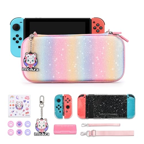IA innoAura Switch Case Bundles, switch bag rainbow glitter, Suitcase set - color: Switch Sequins Rainbow