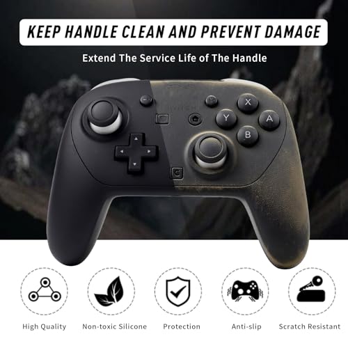 RALAN Controller Skin with 6 Thumb Grips for Switch 2 Pro Controller, Anti-Slip Silicone Controller Cover Protector Case - color: Black