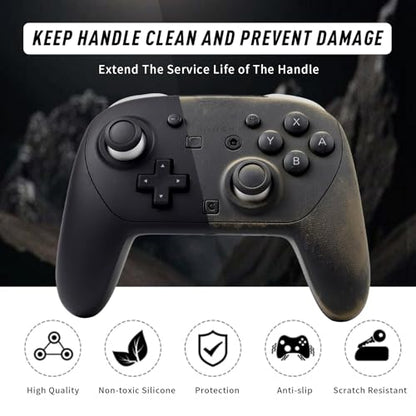 RALAN Controller Skin with 6 Thumb Grips for Switch 2 Pro Controller, Anti-Slip Silicone Controller Cover Protector Case - color: Black