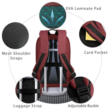 hk Backpack for Men Business Slim Laptop Bag - color: Red, size: 15.6 Inch