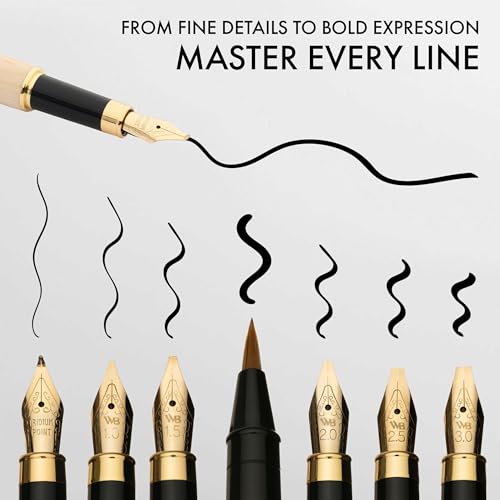Wordsworth & Black Luxury Bamboo Maple Calligraphy Pen Set, 6 Nibs - color: Maple Wood
