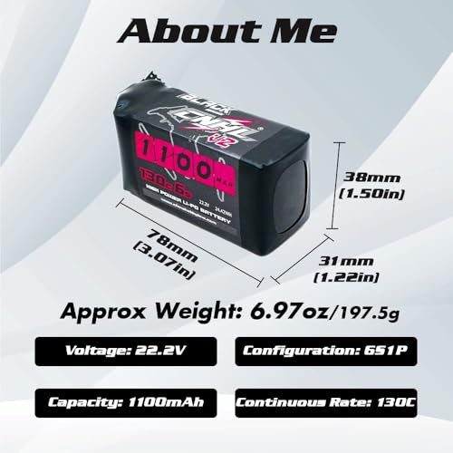 CNHL 1100mAh 6S LiPo Battery 22.2V 130C with XT60 Plug (2 Packs)
