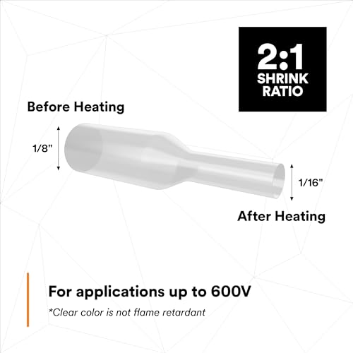3M Heat Shrink Thin-Wall Tubing FP-301, Black, 1/8 in x 100 ft, 1 Spool