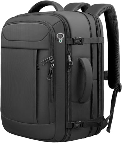 45L Travel Backpack for Men, Expandable Carry On Backpack, Black - color: Black, size: 17.3 inch (21"x13"x9")