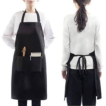 4 Packs Waterproof Cooking Chef Bib Aprons with 2 Pockets for Men Women - color: Black
