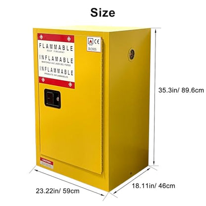 Flammable Safety Storage 23" x 18" x 35.3" Industry Hazardous Cabinet - size: 23"*18"*35.3"