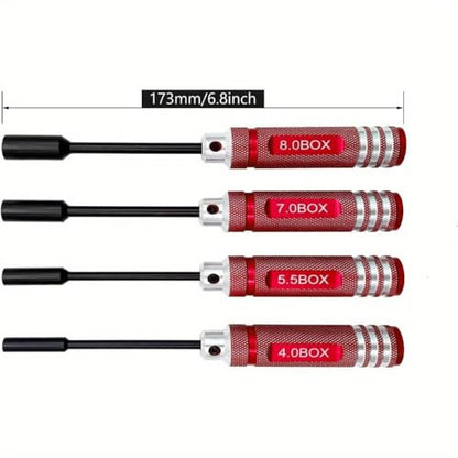 4Pcs Nut Driver Set RC Tool Set Hex Driver for RC Vehicle RC Helicopters FPV Drones Cameras Appliances Repair 4mm 5.5mm 8mm 7mm (BLACK) - color: Black