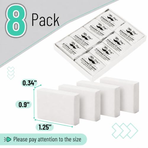 Mr. Pen- Kneaded Erasers, 0.9" x 1.25", 8 Pack, White, Soft Moldable - color: White, size: 8 Pack, 0.9" x 1.25"