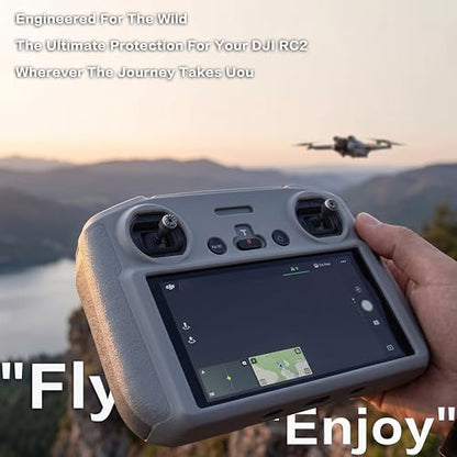 DJI RC2 Silicone Case, Anti-Slip Protective Cover for Mini 4 Pro/Air 3S/RC 2 Controller, Shockproof Skin (Grey)