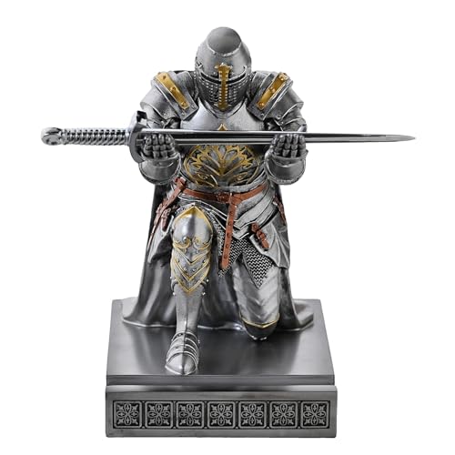 Medieval Templar Vanguard Officer Knight Pen Holder Desk Organizers Silver - color: Silver