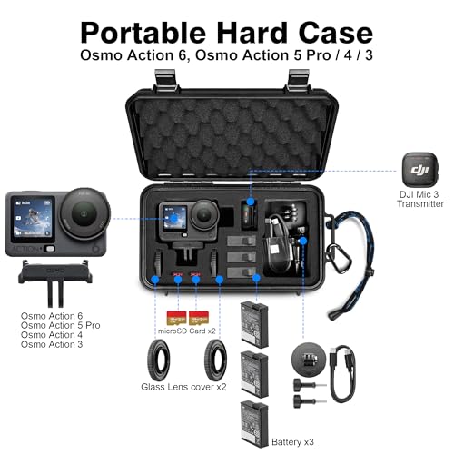 Lekufee Travel Waterproof Hard Case for DJI Osmo Action 6/5 Pro/4/3 Camera & Accessories(Bag&Case Only)