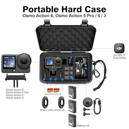 Lekufee Travel Waterproof Hard Case for DJI Osmo Action 6/5 Pro/4/3 Camera & Accessories(Bag&Case Only)