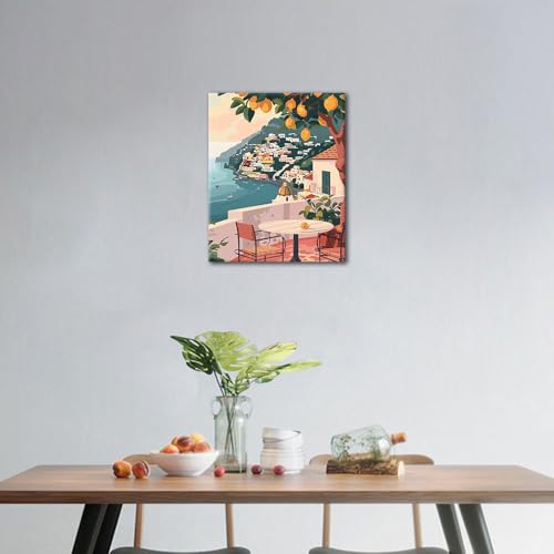 TUMOVO Paint by Number for Adults, Lemon Tree Balcony Landscape Art - color: Balcony