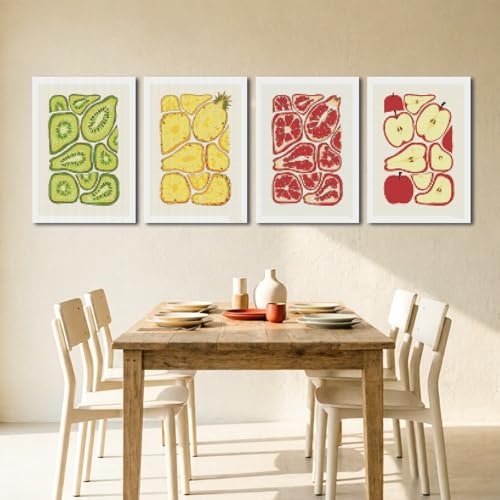 DOTSOPS 4Pcs Fruit Slices Diamond Painting Kits for Adults Round Full Drill - color: Fruit slices