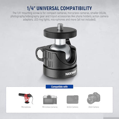 NEEWER Basics Mini Ball Head, Portable Tripod Head Camera Mount Adapter - style: GM01