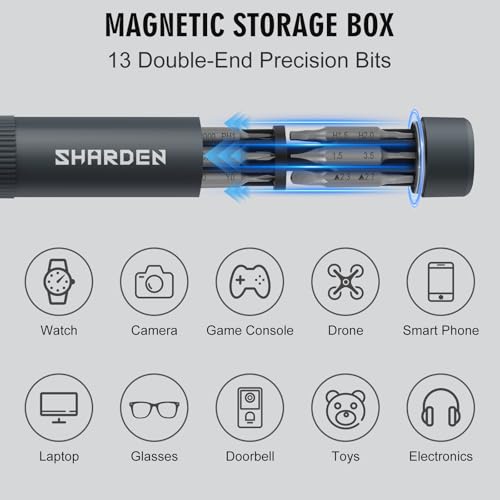 SHARDEN 27-in-1 Precision Screwdriver Set Multi Bit Mini Small Screwdriver - color: Grey, size: Pocket Size - Precision