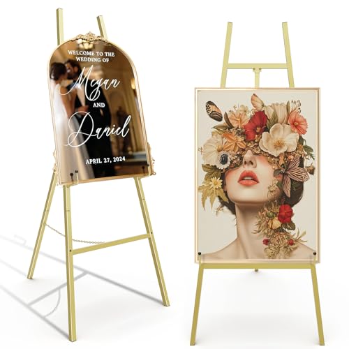 Gold Easel Stand for Sign, Heavy Duty Display Easel for Wedding & Poster - color: Gold