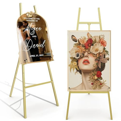 Gold Easel Stand for Sign, Heavy Duty Display Easel for Wedding & Poster - color: Gold