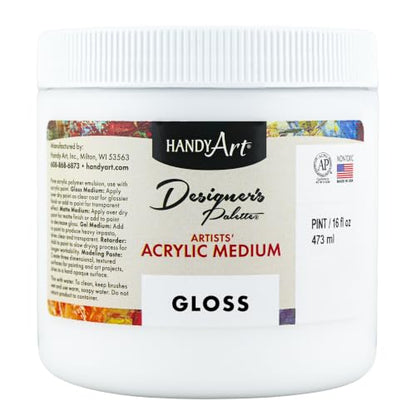 Handy Art Acrylic Gloss Medium, 16 oz, Transparent Gloss Clear Coat Finish - color: Gloss Medium, size: 16 Fl Oz