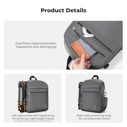 K&F CONCEPT Camera Backpack, DSLR/SLR/Mirrorless Photography Camera Bag - color: 06-gray