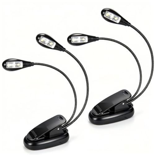 Music Stand Lights Clip On 2Pack,Dual Arm USB and AAA Battery Black - color: Black, size: 2Pack