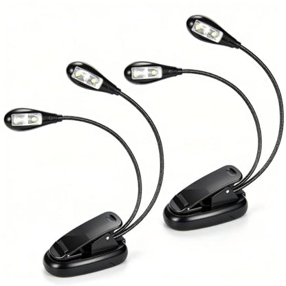 Music Stand Lights Clip On 2Pack,Dual Arm USB and AAA Battery Black - color: Black, size: 2Pack