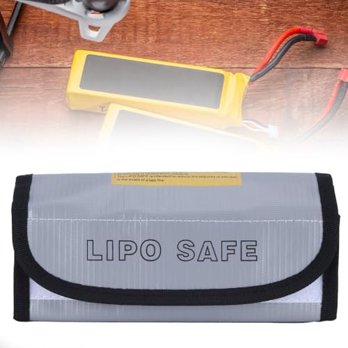 7.28x2.95x2.36in Fireproof Storage Bag Hook and Loop Fasteners Secure Enclosed Design High Temp Resistance Pouch for LIPO Battery