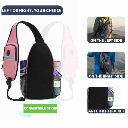 Sling Backpack for Women & Men, Crossbody Travel Bag with Water Bottle Holders, 17 Pockets, Quick-Access Phone Pocket, Hidden Security Pocket, Fits 11" Tablet, for Daily Carry, Travel, Theme Parks - color: B-charcoal