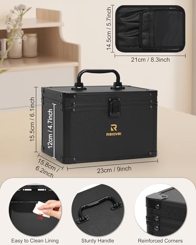 Relavel Travel Small Makeup Bag With LED Mirror in 3-Mode Light - color: 01-Black, size: 0-Smaller