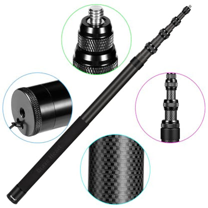 3m Invisible Carbon Fiber Selfie Stick for Insta360 X5/X4(Black) - color: Black