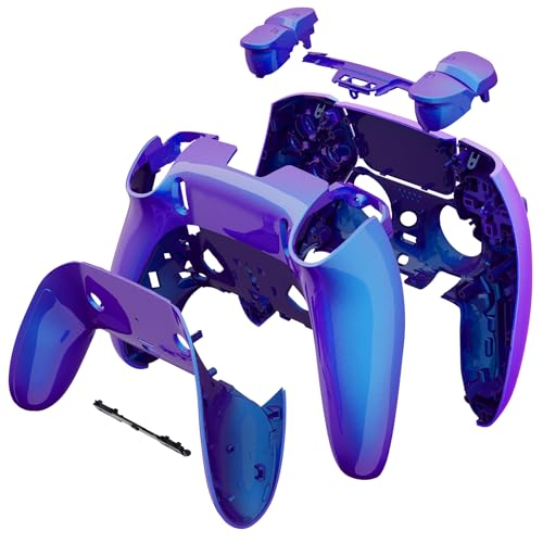 eXtremeRate Full Set Shell with Buttons Touchpad Compatible with ps5 Edge Controller, Chameleon Purple Blue Replacement Decorative Trim Shell Front Back Plates Compatible with ps5 Edge Controller - color: Chameleon Purple Blue