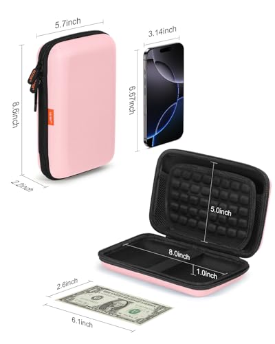Gentle-Pink Hard Shell Carrying Case for External Hard Drive - color: Gentle-Pink