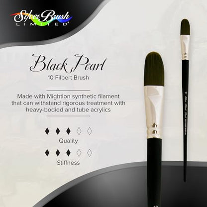 Silver Brush Limited Black Pearl Filbert Oil and Acrylic Brush, Size 10 - size: Size 10