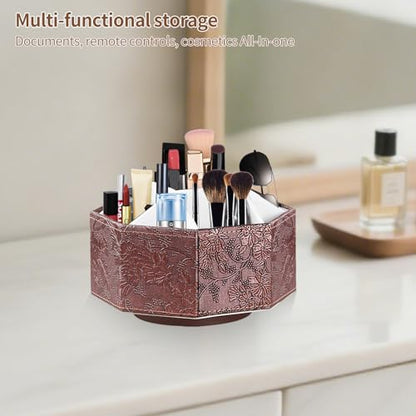 360° Spinning Remote Control Holder,Pen Caddy,Studio Art Supplies Organizer - color: Retro Embroidery