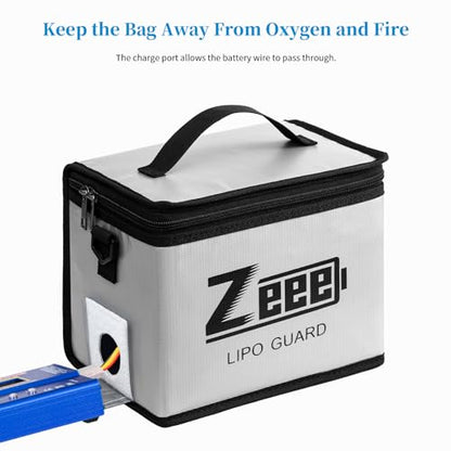 Zeee Fireproof Explosionproof Lipo Bag Battery Storage(8.46 x 6.5 x 5.71in) - color: silver-S