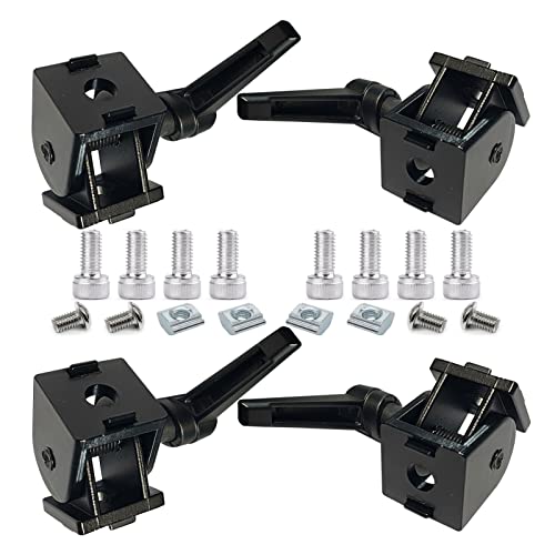 4 Sets Black 2020 Aluminum Extrusion Pivot Hinge Swivel Degree Angle Bracket with Handle for 20 Series 20/20 2040 V T Slot Extruded Aluminum Profile Hardware Connector - style: 4Pcs Pivot Joint with Bolt Nut