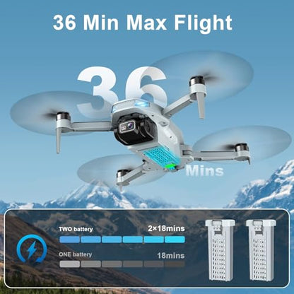 2K Drone with Camera for Adults & Beginners, Mini Drone with 2 Batteries - color: Blue