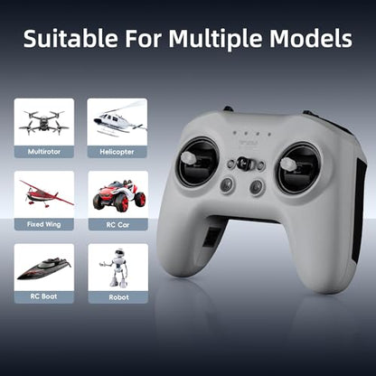 Radiomaster T8L ELRS 2.4GHz Radio Transmitter, 204g Lightweight Screenless Remote Controller with Hall-Effect Gimbals, USB-C Charging & Simulator Compatibility for FPV Drones (Grey) - color: Grey
