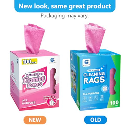 GLIMGLINT Microfiber Cleaning Cloth 100 Pack, Reusable Paper Towels 11 x 9 - color: Pink