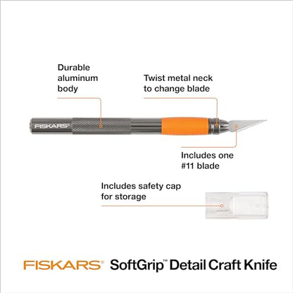Fiskars 6" Detail Craft Knife, Exacto Hobby Utility Knife, Durable Aluminum