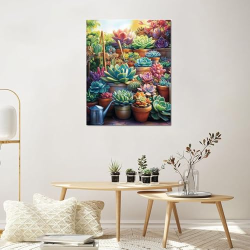 ICYANART Succulent Paint by Numbers Kit for Adults Beginner Plant Lover - color: Succulent