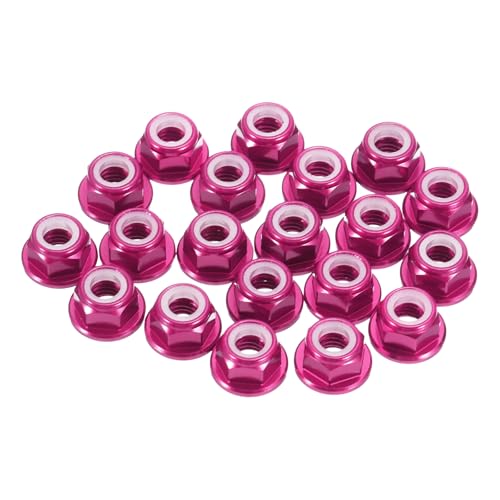 MECCANIXITY 30 Pcs M3 Pitch 0.5mm Aluminum Alloy Lock Nuts Flanged Hex Nuts Nylon Locking Serrated for RC Drone Quadcopter Motor Prop Adapter FPV Parts Fasteners, Rose Red - color: Rose Red, size: M3x0.5mm