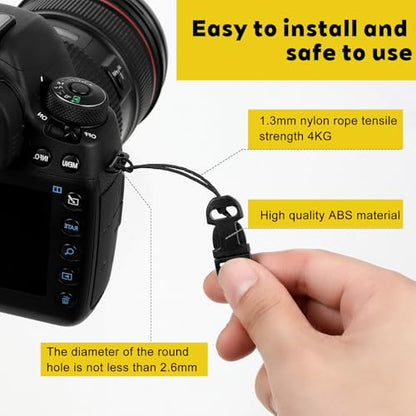 6 Pcs Black Quick Release Camera Strap QD Loops Connector Adapter Adjustable Quick Release Buckles Camera Quicks Releases Lanyard Clip for All Compact Digital Cameras Binoculars Drone Remote Control